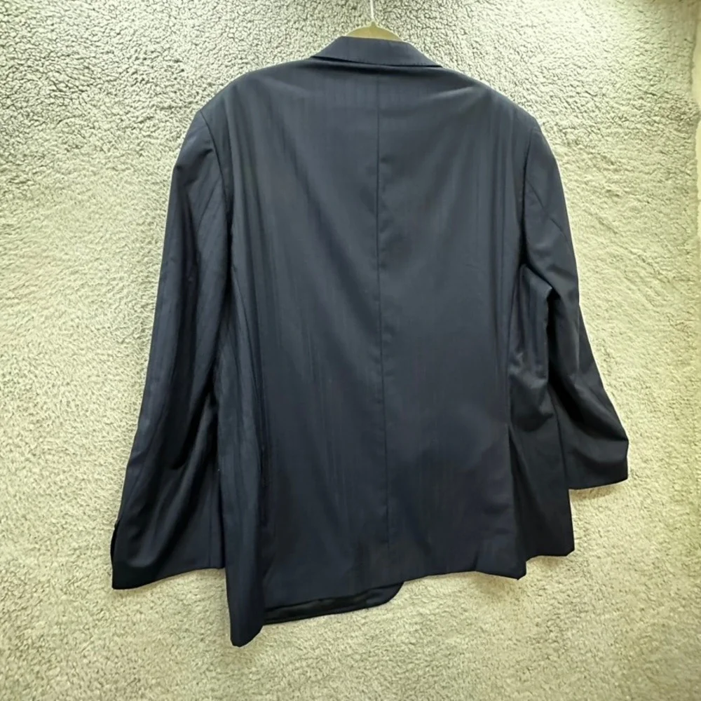 Baroni Super 150's Men's 46R 100% Wool Navy Blue Pinstripe Two Button Blazer